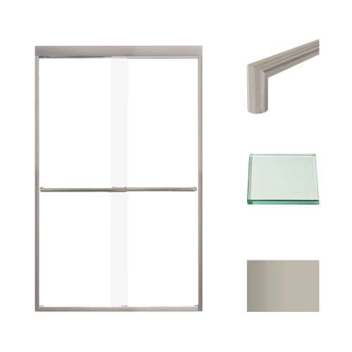 SMFBPT487608C-T-BS Franklin 47-in x 76-in By-Pass Shower Door With 5/16-in Clear Glass And Tyler Handles, Brushed Stainless