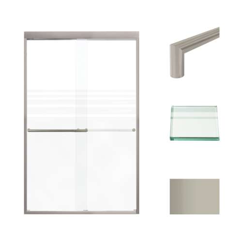 SMFBPT487608F-T-BS Franklin 47-in x 76-in By-Pass Shower Door With 5/16-in Frost Glass And Tyler Handles, Brushed Stainless