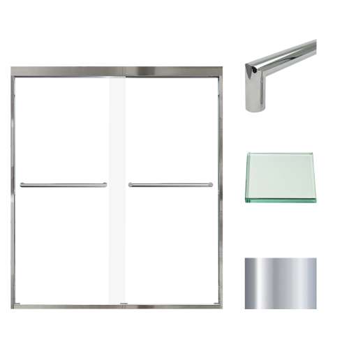 SMFBPT607008C-T-PC Franklin 59-in x 70-in By-Pass Shower Door With 5/16-in Clear Glass And Tyler Handles, Polished Chrome