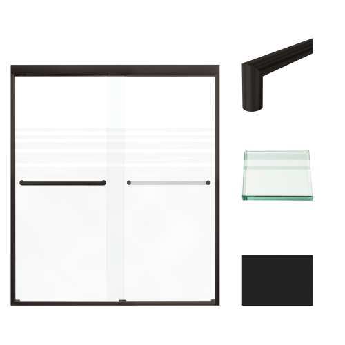 SMFBPT607008F-T-MB Franklin 59-in x 70-in By-Pass Shower Door With 5/16-in Frost Glass And Tyler Handles, Matte Black