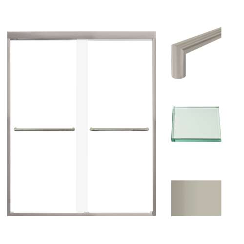 SMFBPT607608C-T-BS Franklin 59-in x 76-in By-Pass Shower Door With 5/16-in Clear Glass And Tyler Handles, Brushed Stainless