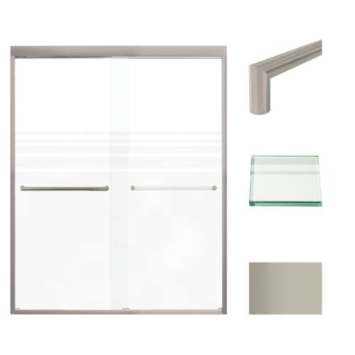 SMFBPT607608F-T-BS Franklin 59-in x 76-in By-Pass Shower Door With 5/16-in Frost Glass And Tyler Handles, Brushed Stainless
