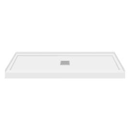 60-in x 36-in Single Threshold Center Drain Shower Base, White