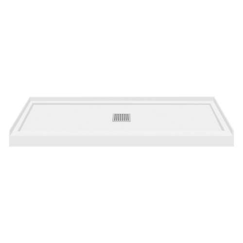 SMFL6036C-31 60-in x 36-in Linear Single Threshold Shower Base With Center Drain, White