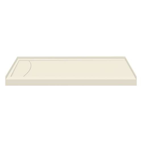 SMFSLB6032L-02 60-in x 32-in Cast Solid Surface Low Profile Tub Replacement Shower Base With Linear Concealed Left Hand Drain, Cameo