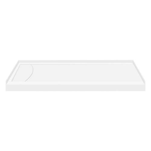 SMFSLB6032L-01 60-in x 32-in Cast Solid Surface Low Profile Tub Replacement Shower Base With Linear Concealed Left Hand Drain, White