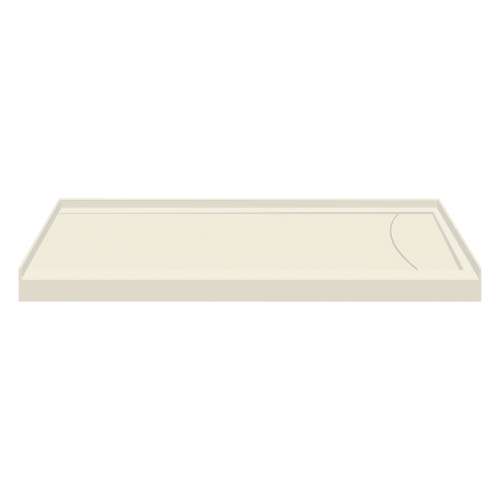 SMFSLB6032R-02 60-in x 32-in Cast Solid Surface Low Profile Tub Replacement Shower Base With Linear Concealed Right Hand Drain, Cameo