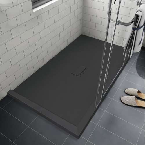 SMFZSDT7940C-09 Trimslate 79-in x 40-in Shower Base with Adjustable Double Threshold and Center Drain, Black