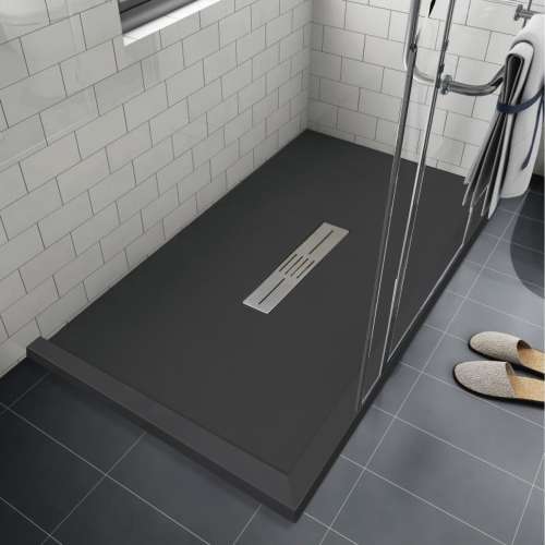 SMFZSDT6336C-09 Trimslate 63-in x 36-in Shower Base with Adjustable Double Threshold and Center Drain, Black