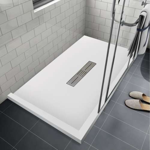 SMFZSDT7236C-31 Trimslate 72-in x 36-in Shower Base with Adjustable Double Threshold and Center Drain, White