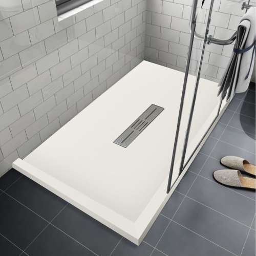 SMFZSDT6032C-32 Trimslate 60-in x 32-in Shower Base with Adjustable Double Threshold and Center Drain, Cameo
