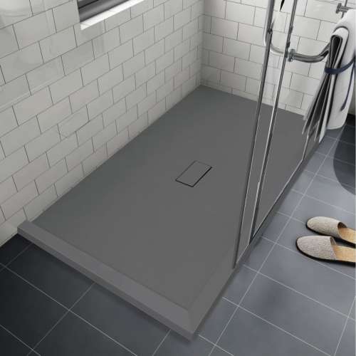 SMFZSDT6040C-40 Trimslate 60-in x 40-in Shower Base with Adjustable Double Threshold and Center Drain, Dark Grey