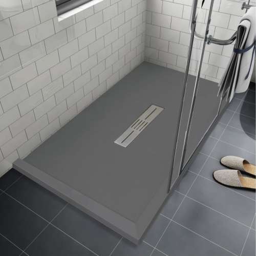SMFZSDT7236C-40 Trimslate 72-in x 36-in Shower Base with Adjustable Double Threshold and Center Drain, Dark Grey