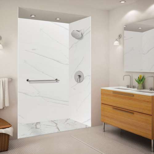 SMFZSP6032-60 Trimslate Plus 60-in x 32-in Zero Threshold Tub Replacement Shower Base with End Drain, Dolomite