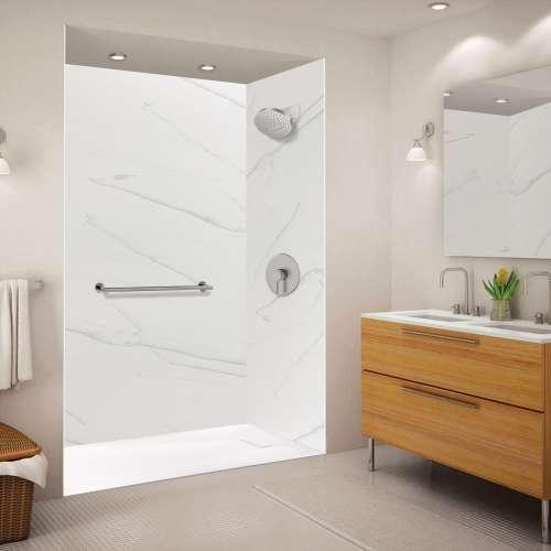 SMFZSR6036-31 Trimslate 60-in x 36-in Zero Threshold Tub Replacement Shower Base with End Drain, White