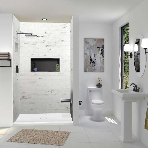 SMFZST6040C-31 Trimslate 60-in x 40-in Shower Base with Adjustable Single Threshold and Center Drain, White