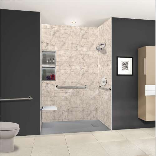 SMFZS6736-40 Trimslate 67-in x 36-in Zero Threshold Shower Base with End Drain, Dark Grey