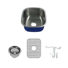 K-SMMUSB17189 Meridiana 17-in x 18-in x 9-in 16 Gauge Single Bowl Undermount Stainless Steel Kitchen/Bar Sink Kit With Bottom Sink Grid, Flip-Top Sink Strainer, And Sink Drain Installation Kit