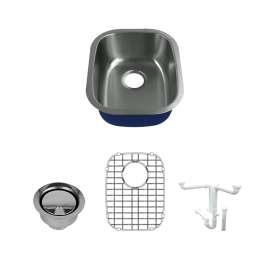 K-SMMUSB19157 Meridiana 15-in x 19-in x 7-in 16 Gauge Single Bowl Undermount Stainless Steel Kitchen/Bar Sink Kit With Bottom Sink Grid, Flip-Top Sink Strainer, And Sink Drain Installation Kit