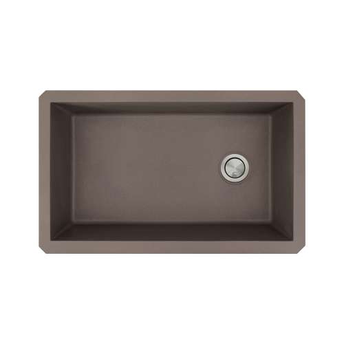K-SMRUSS3118-12 Renton 32-in x 19-in x 10-in Super Single Bowl Undermount silQgranite Kitchen Sink Kit With Bottom Sink Grid, Flip-Top Sink Strainer, And Sink Drain Installation Kit, Espresso
