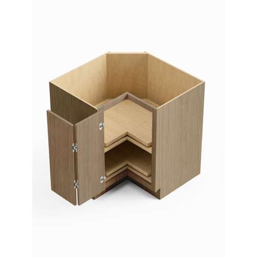 SMLSB33-RTA-FR02-TW Framington 33-in x 33-in x 35-in Ready To Assemble Latitude Lazy Susan Easy Reach Base Cabinet, Tan Wood