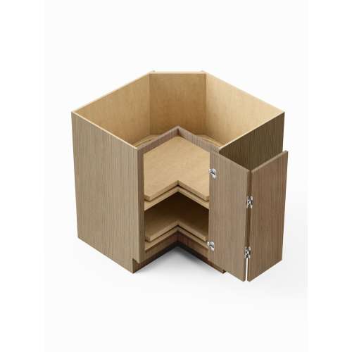 SMLSB36R-ASM-FR02-TW Framington 36-in x 36-in x 35-in Assembled Latitude Lazy Susan Easy Reach Base Cabinet With Right-Hand Opening Door, Tan Wood