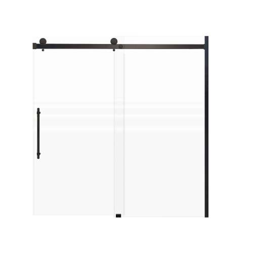 SMMBDT606008F-L-MB-BKK Milan 60-in x 60-in Barn Bathtub Door Opening Left Side With 5/16-in Pattern Frost Glass And Barrington Knurled Handle And Knob Set, Matte Black