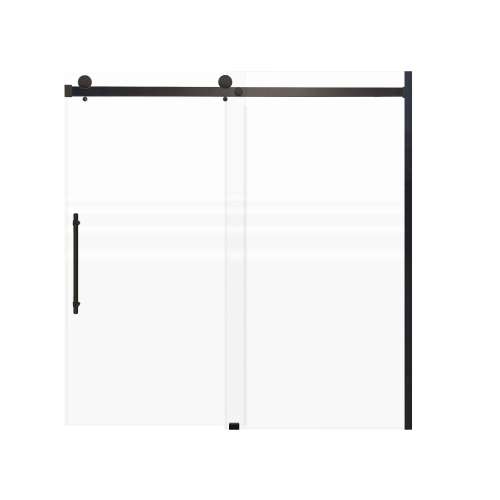 SMMBDT606008F-L-MB-BPD Milan 60-in x 60-in Barn Bathtub Door Opening Left Side With 5/16-in Pattern Frost Glass And Barrington Plain Double-Sided Handles, Matte Black