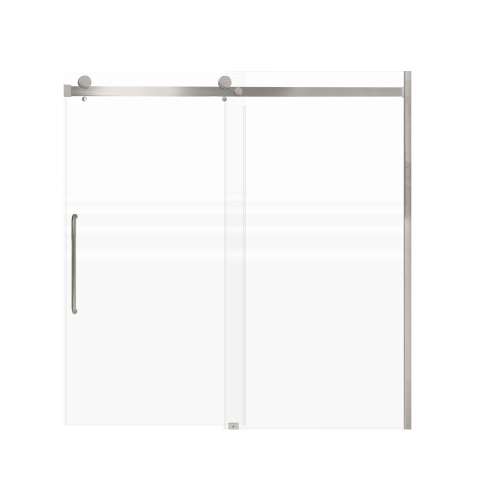 SMMBDT606008F-L-BS-CK Milan 60-in x 60-in Barn Bathtub Door Opening Left Side With 5/16-in Pattern Frost Glass And Contour Handle And Knob Set, Brushed Stainless