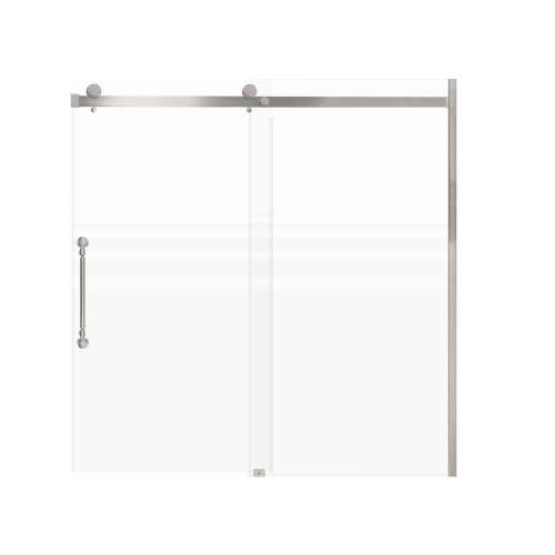 SMMBDT606008F-L-BS-NK Milan 60-in x 60-in Barn Bathtub Door Opening Left Side With 5/16-in Pattern Frost Glass And Nicholson Handle And Knob Set, Brushed Stainless