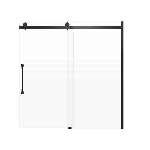 SMMBDT606008F-L-MB-ND Milan 60-in x 60-in Barn Bathtub Door Opening Left Side With 5/16-in Pattern Frost Glass And Nicholson Double-Sided Handles, Matte Black
