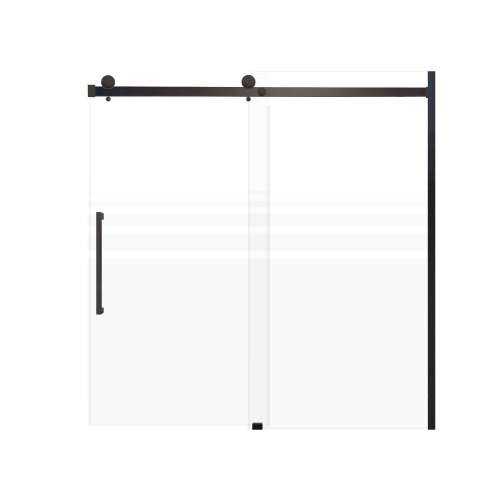 SMMBDT606008F-L-MB-SD Milan 60-in x 60-in Barn Bathtub Door Opening Left Side With 5/16-in Pattern Frost Glass And Sampson Double-Sided Handles, Matte Black