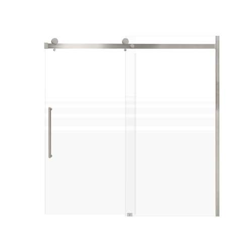 SMMBDT606008F-L-BS-TD Milan 60-in x 60-in Barn Bathtub Door Opening Left Side With 5/16-in Pattern Frost Glass And Tyler Double-Sided Handles, Brushed Stainless
