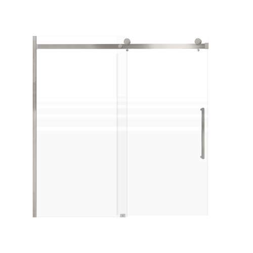 SMMBDT606008F-R-BS-RD Milan 60-in x 60-in Barn Bathtub Door Opening Right Side With 5/16-in Pattern Frost Glass And Royston Double-Sided Handles, Brushed Stainless