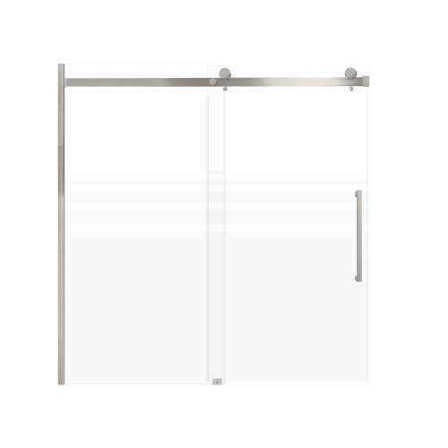 SMMBDT606008F-R-BS-SD Milan 60-in x 60-in Barn Bathtub Door Opening Right Side With 5/16-in Pattern Frost Glass And Sampson Double-Sided Handles, Brushed Stainless