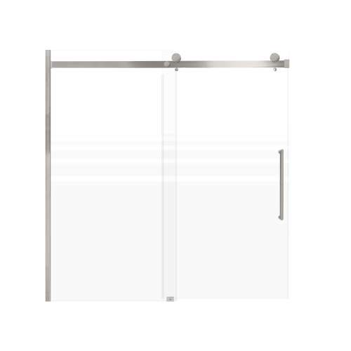 SMMBDT606008F-R-BS-TD Milan 60-in x 60-in Barn Bathtub Door Opening Right Side With 5/16-in Pattern Frost Glass And Tyler Double-Sided Handles, Brushed Stainless