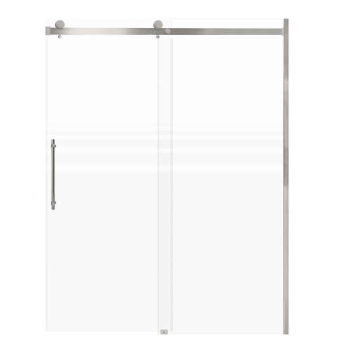 SMMBDT607608F-L-BS-BPD Milan 60-in x 76-in Barn Shower Door Opening Left Side With 5/16-in Pattern Frost Glass And Barrington Plain Double-Sided Handles, Brushed Stainless