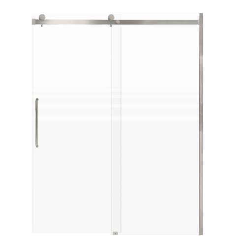 SMMBDT607608F-L-BS-CD Milan 60-in x 76-in Barn Shower Door Opening Left Side With 5/16-in Pattern Frost Glass And Contour Double-Sided Handles, Brushed Stainless