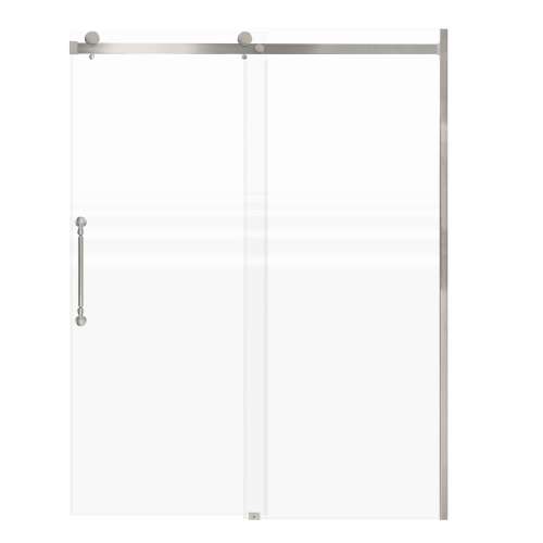 SMMBDT607608F-L-BS-ND Milan 60-in x 76-in Barn Shower Door Opening Left Side With 5/16-in Pattern Frost Glass And Nicholson Double-Sided Handles, Brushed Stainless
