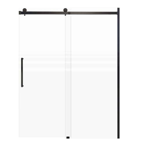 SMMBDT607608F-L-MB-RD Milan 60-in x 76-in Barn Shower Door Opening Left Side With 5/16-in Pattern Frost Glass And Royston Double-Sided Handles, Matte Black