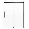 SMMBDT607608F-L-MB-SD Milan 60-in x 76-in Barn Shower Door Opening Left Side With 5/16-in Pattern Frost Glass And Sampson Double-Sided Handles, Matte Black