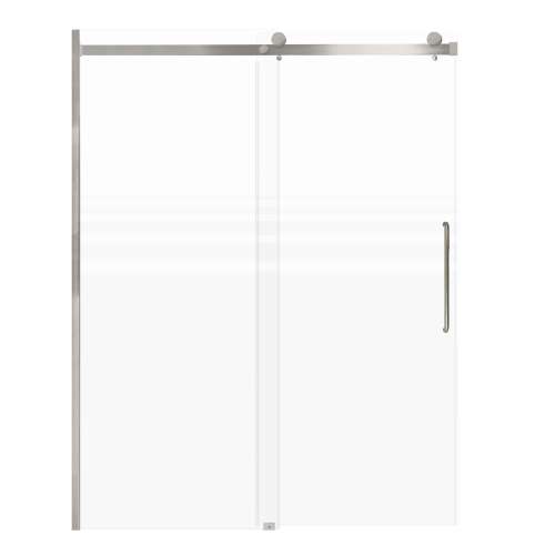 SMMBDT607608F-R-BS-CD Milan 60-in x 76-in Barn Shower Door Opening Right Side With 5/16-in Pattern Frost Glass And Contour Double-Sided Handles, Brushed Stainless