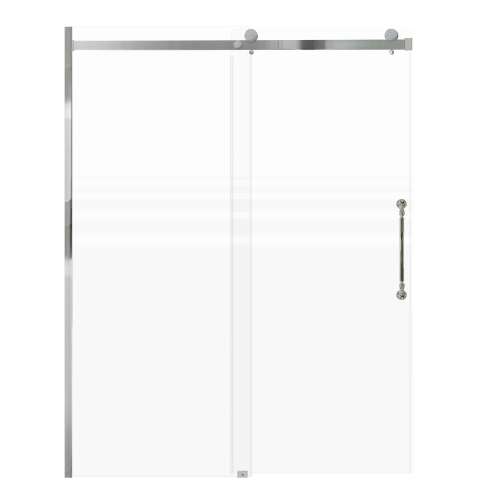 SMMBDT607608F-R-PC-ND Milan 60-in x 76-in Barn Shower Door Opening Right Side With 5/16-in Pattern Frost Glass And Nicholson Double-Sided Handles, Polished Chrome