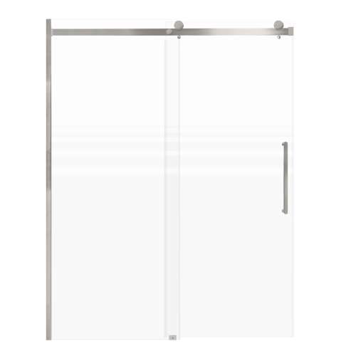 SMMBDT607608F-R-BS-RD Milan 60-in x 76-in Barn Shower Door Opening Right Side With 5/16-in Pattern Frost Glass And Royston Double-Sided Handles, Brushed Stainless