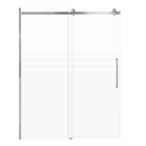 SMMBDT607608F-R-BS-SD Milan 60-in x 76-in Barn Shower Door Opening Right Side With 5/16-in Pattern Frost Glass And Sampson Double-Sided Handles, Brushed Stainless