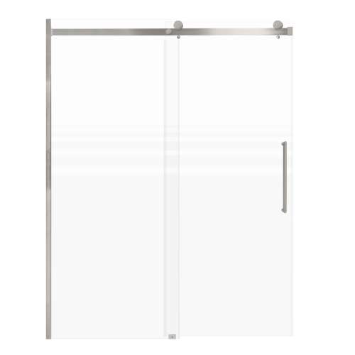 SMMBDT607608F-R-BS-TK Milan 60-in x 76-in Barn Shower Door Opening Right Side With 5/16-in Pattern Frost Glass And Tyler Handle And Knob Set, Brushed Stainless