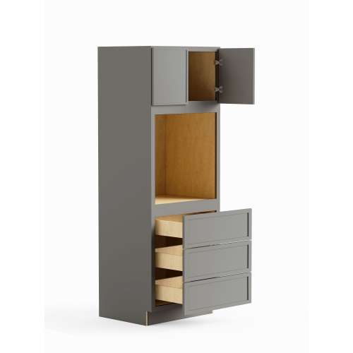 SMO308424-RTA-FR02-LG Framington 30-in x 24-in x 84-in Ready To Assemble Latitude Tall Oven Cabinet, Light Grey