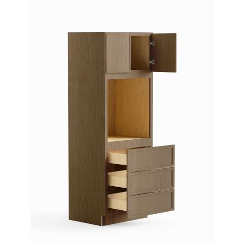 SMO338424-RTA-FR02-TW Framington 33-in x 24-in x 84-in Ready To Assemble Latitude Tall Oven Cabinet, Tan Wood