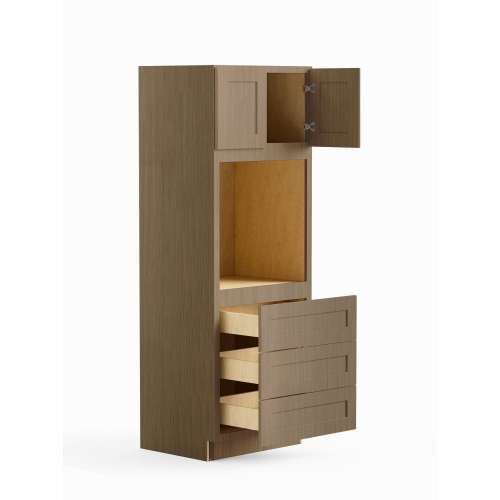 SMO308424-ASM-FR01-TW Framington 30-in x 24-in x 84-in Assembled Remington Tall Oven Cabinet, Tan Wood