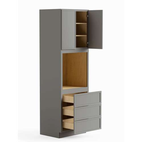 SMO309624-RTA-FR02-LG Framington 30-in x 24-in x 96-in Ready To Assemble Latitude Tall Oven Cabinet, Light Grey